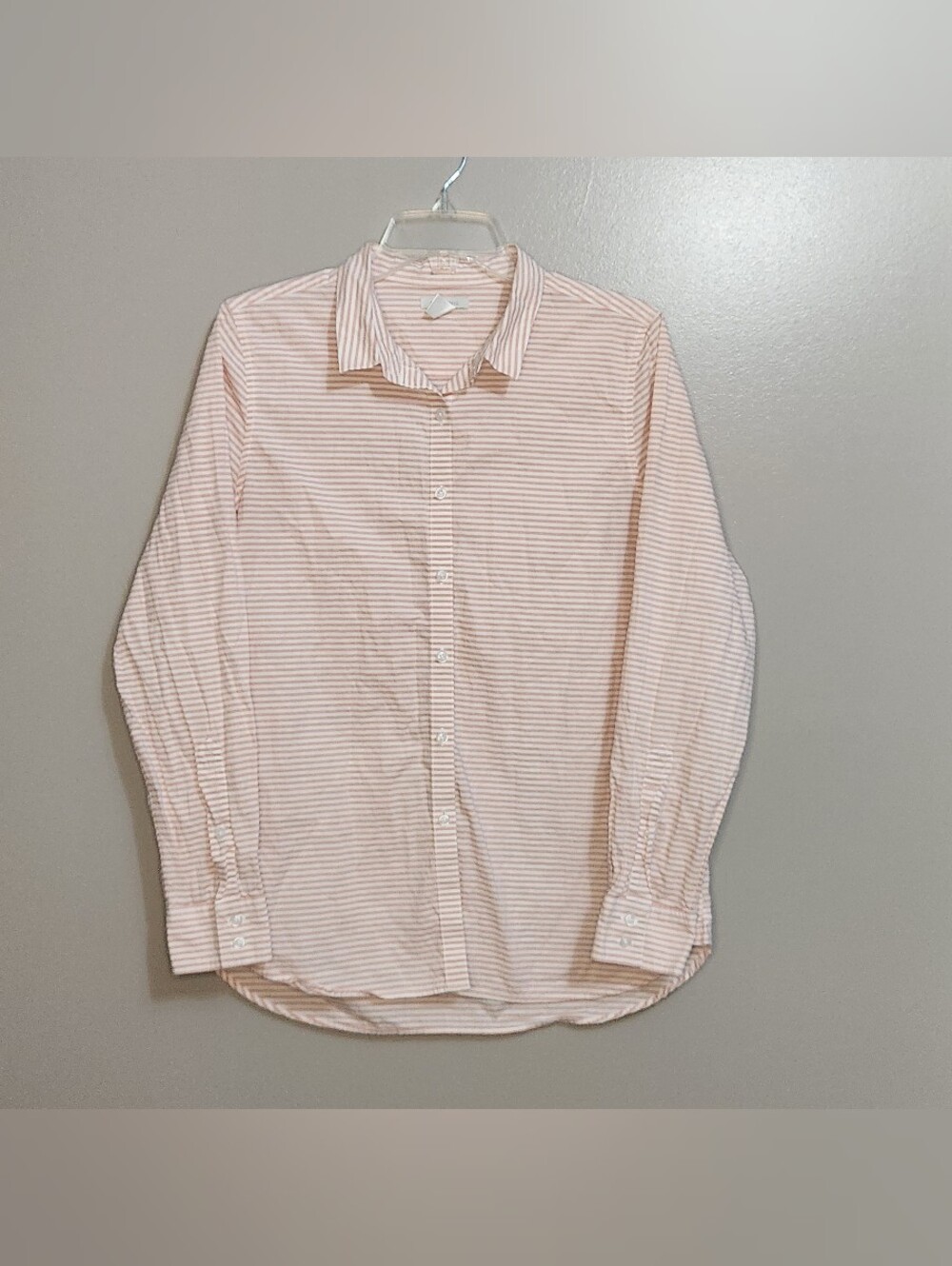 Garnet Hill Light Pink & White Striped Button-Down Shirt